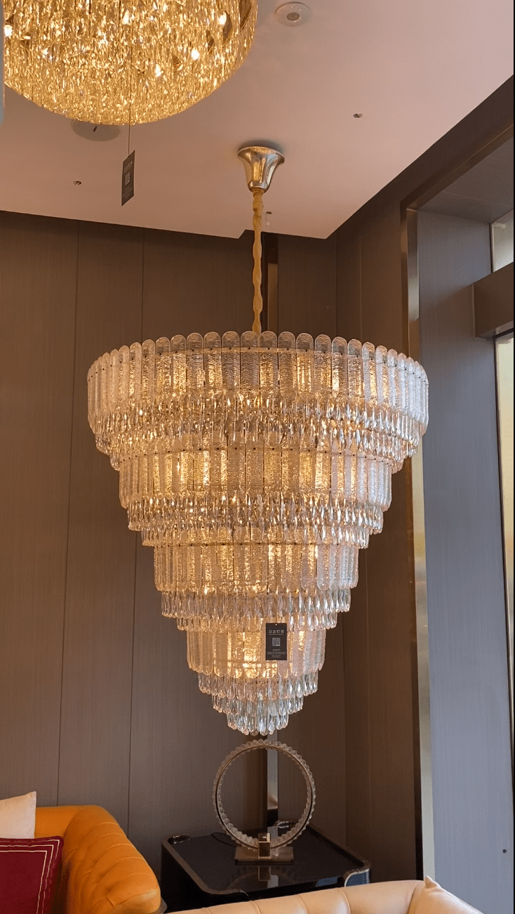 Oversized Multi-layers Luxury Gold Crystal Chandelier For Large Foyer/Hallway/Entryway