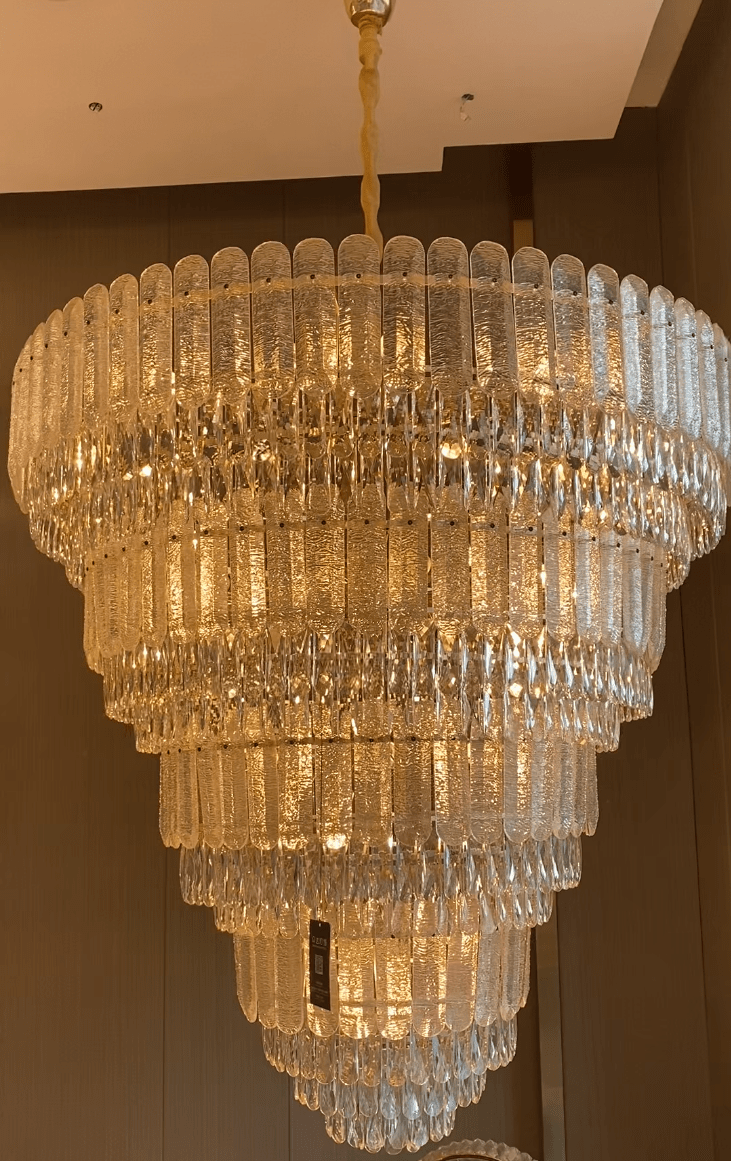 Oversized Multi-layers Luxury Gold Crystal Chandelier For Large Foyer/Hallway/Entryway