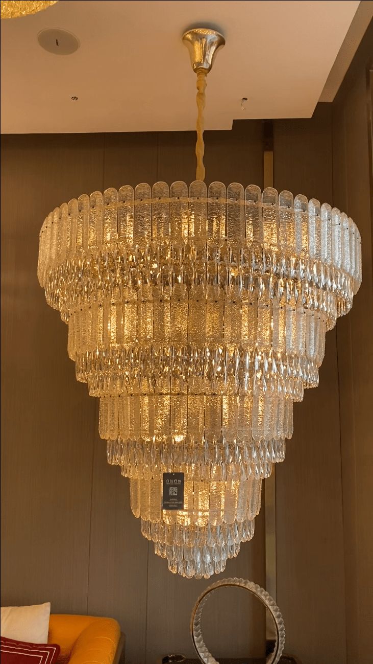 Oversized Multi-layers Luxury Gold Crystal Chandelier For Large Foyer/Hallway/Entryway