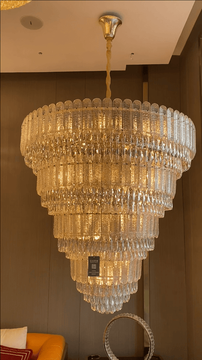 Oversized Multi-layers Luxury Gold Crystal Chandelier For Large Foyer/Hallway/Entryway