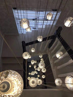 Oversized Nordic Art Round Air Bubbles Pendant Chandelier for Stairs/Spiral Staircase/Hotel Lobby