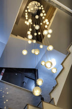 Oversized Nordic Art Round Air Bubbles Pendant Chandelier for Stairs/Spiral Staircase/Hotel Lobby