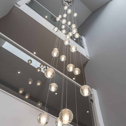 Oversized Nordic Art Round Air Bubbles Pendant Chandelier for Stairs/Spiral Staircase/Hotel Lobby
