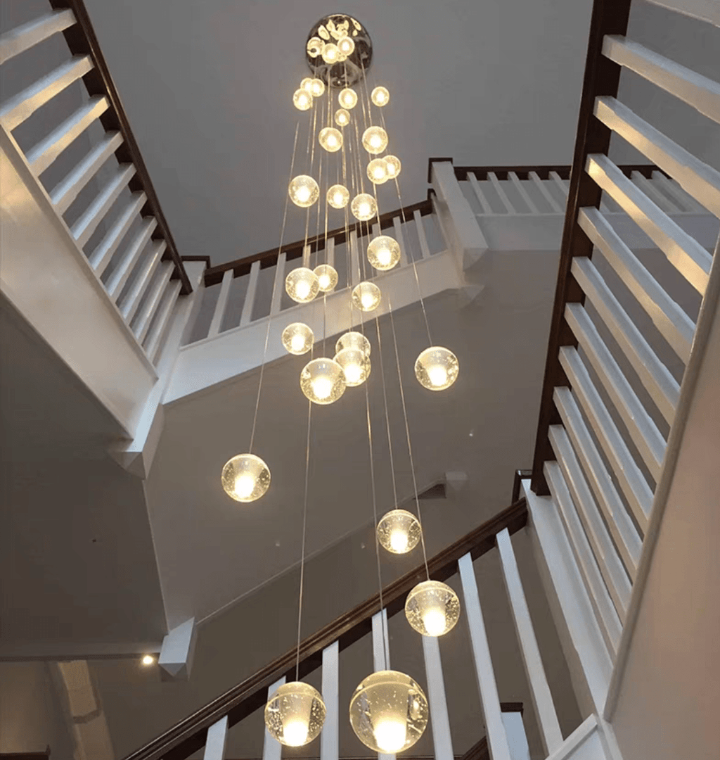 Oversized Nordic Art Round Air Bubbles Pendant Chandelier for Stairs/Spiral Staircase/Hotel Lobby