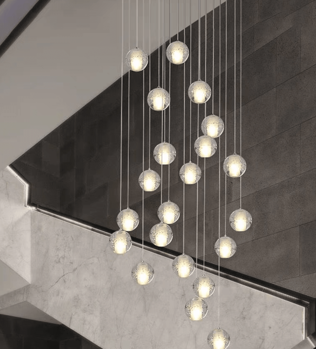 Oversized Nordic Art Round Air Bubbles Pendant Chandelier for Stairs/Spiral Staircase/Hotel Lobby