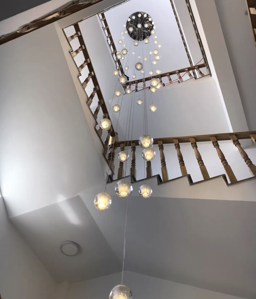 Oversized Nordic Art Round Air Bubbles Pendant Chandelier for Stairs/Spiral Staircase/Hotel Lobby