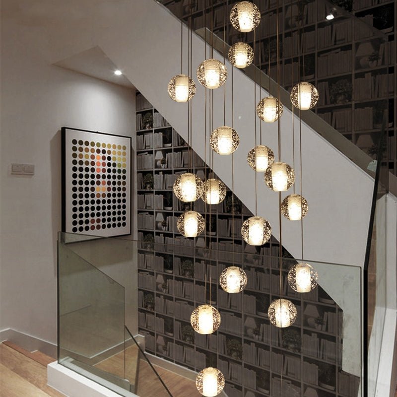 Oversized Nordic Art Round Air Bubbles Pendant Chandelier for Stairs/Spiral Staircase/Hotel Lobby