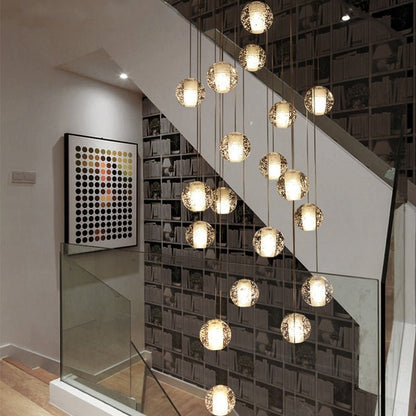 Oversized Nordic Art Round Air Bubbles Pendant Chandelier for Stairs/Spiral Staircase/Hotel Lobby