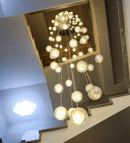 Oversized Nordic Art Round Air Bubbles Pendant Chandelier for Stairs/Spiral Staircase/Hotel Lobby