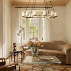 Pauilla Fabric Shade Round Chandelier 36" 48" 60″
