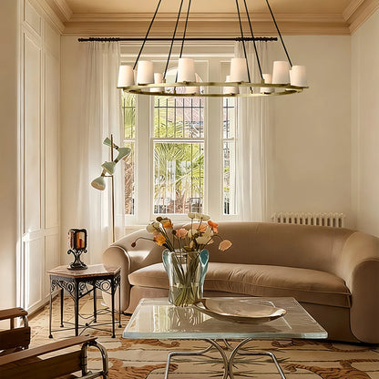 Pauilla Fabric Shade Round Chandelier 36" 48" 60″