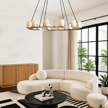 Pauilla Fabric Shade Round Chandelier 36" 48" 60″