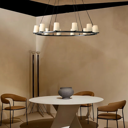 Pauilla Fabric Shade Round Chandelier 36" 48" 60″