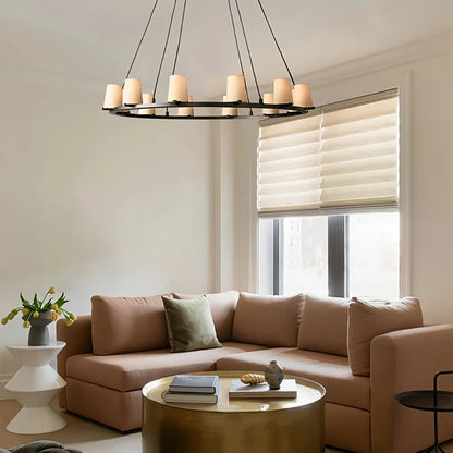 Pauilla Fabric Shade Round Chandelier 36" 48" 60″