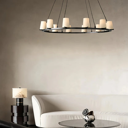 Pauilla Fabric Shade Round Chandelier 36" 48" 60″