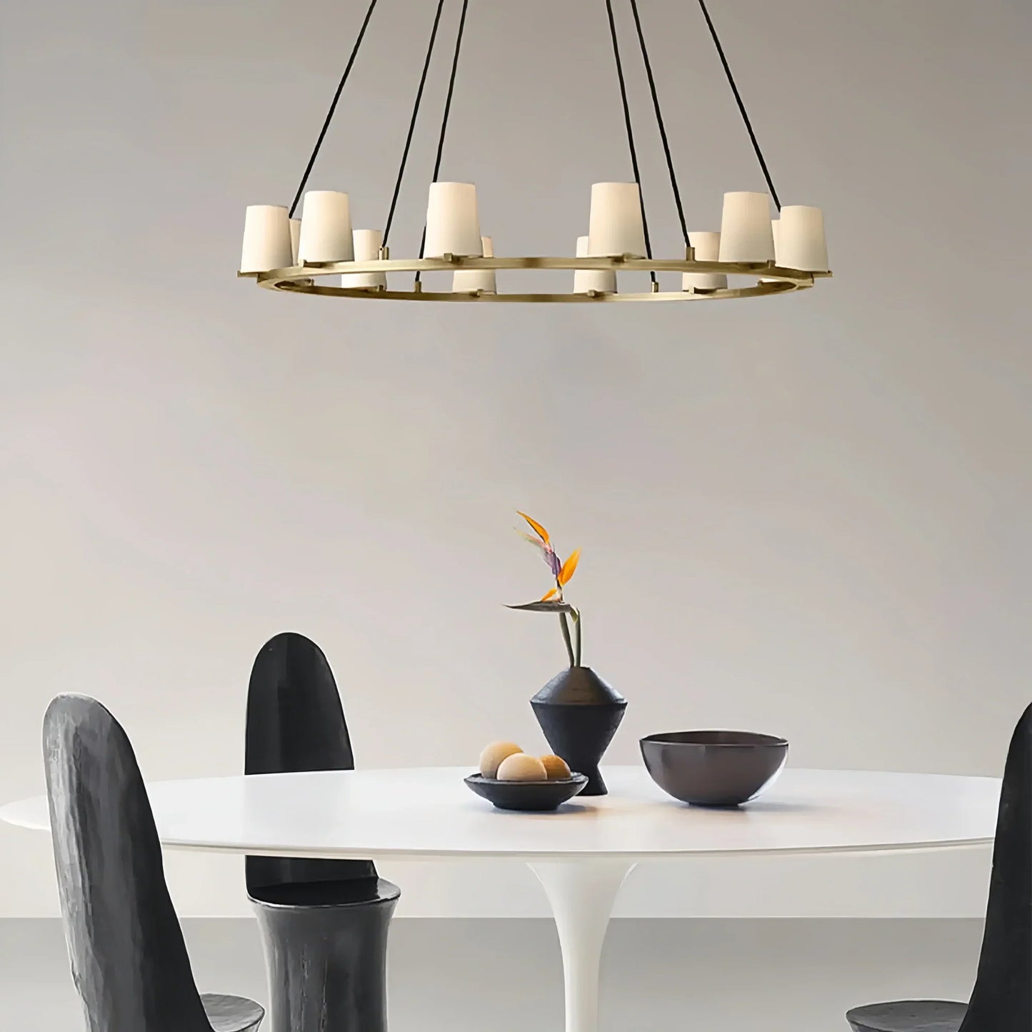 Pauilla Fabric Shade Round Chandelier 36" 48" 60″
