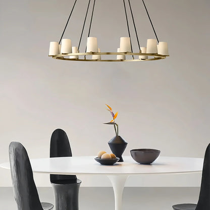 Pauilla Fabric Shade Round Chandelier 36" 48" 60″
