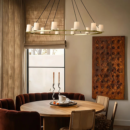 Pauilla Fabric Shade Round Chandelier 36" 48" 60″