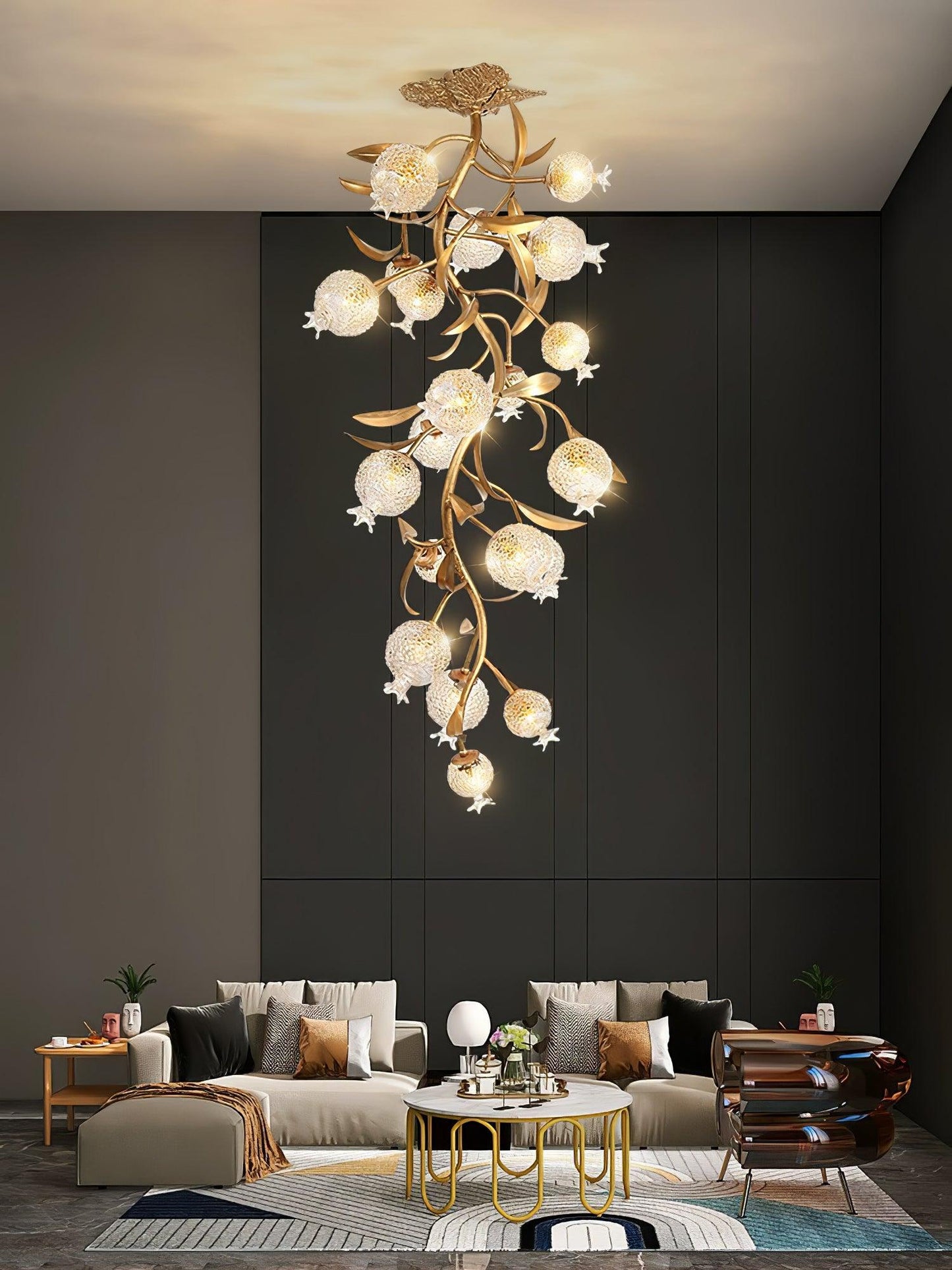 Pomegranate Brass Branch Chandelier