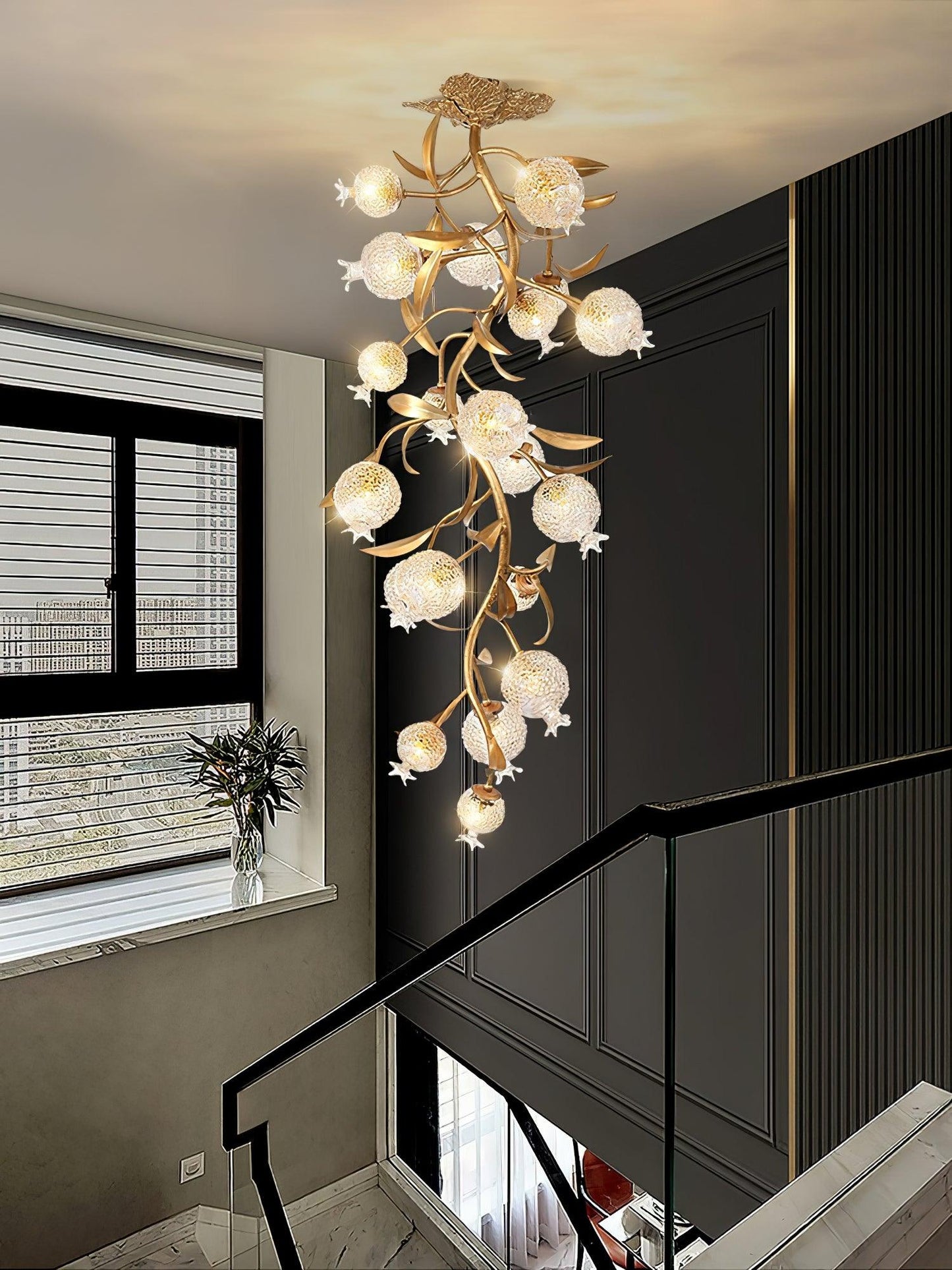 Pomegranate Brass Branch Chandelier
