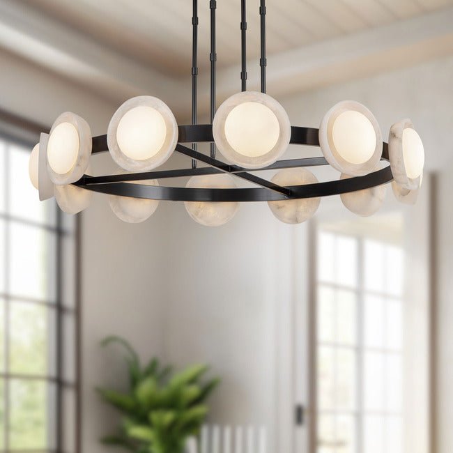 PrismFlow Alabaster Metal Chandelier