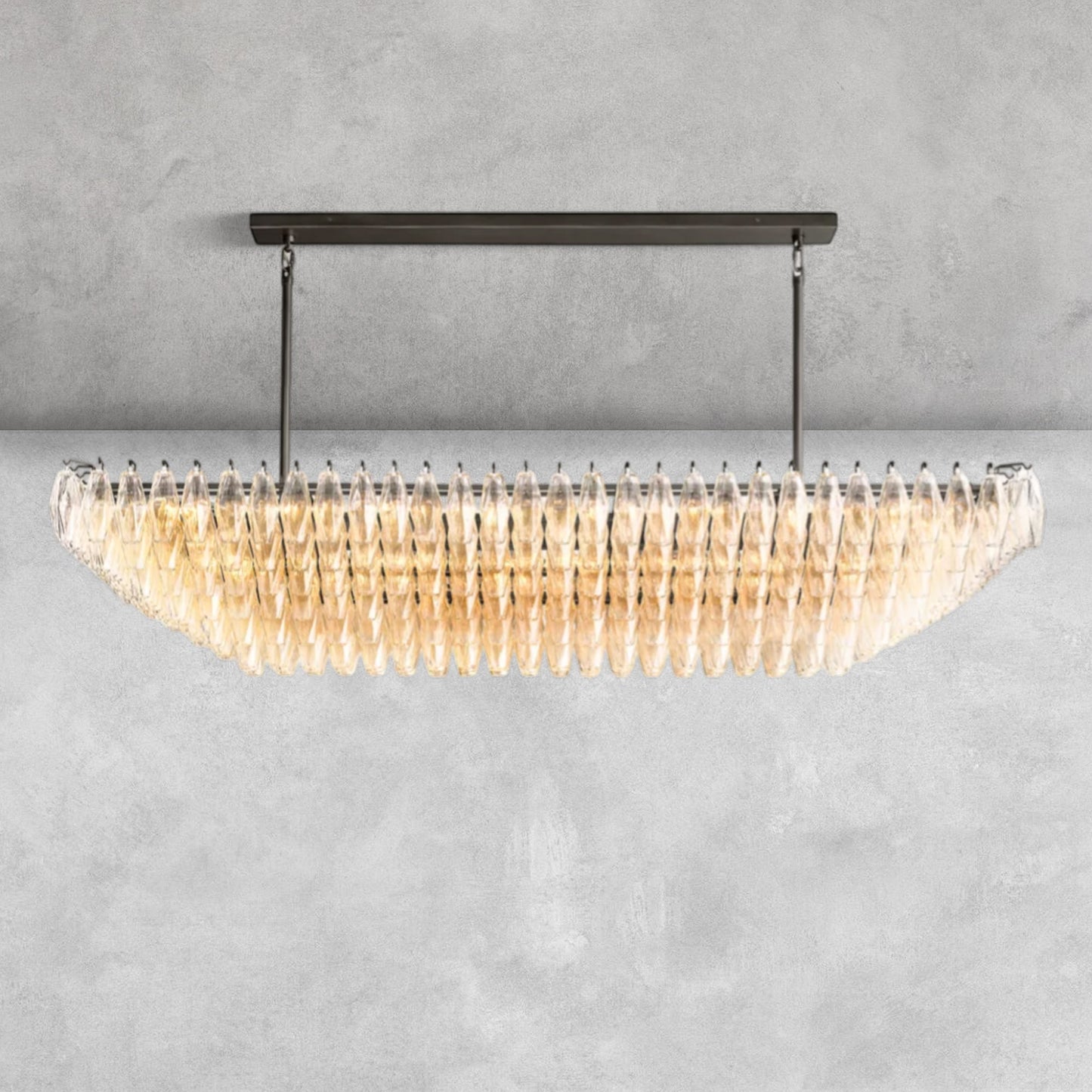 Kiaris Glass Tiered Rectangular Chandelier 54'' 74''