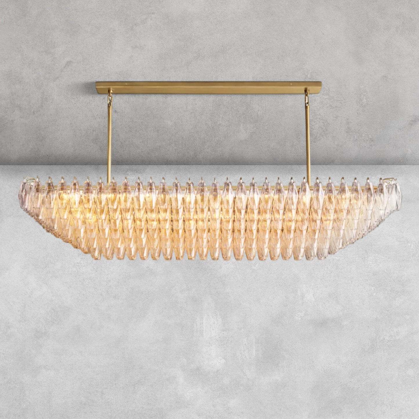 Kiaris Glass Tiered Rectangular Chandelier 54'' 74''
