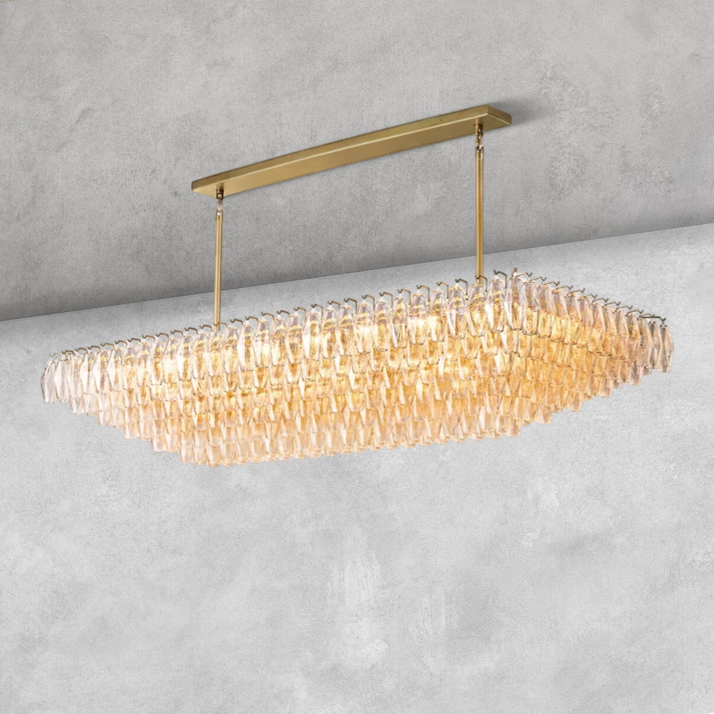 Kiaris Glass Tiered Rectangular Chandelier 54'' 74''