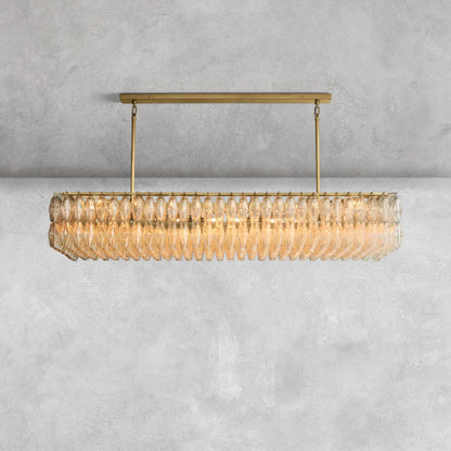Kiaris Modern Glass Rectangular Glass Chandelier 54" 74″
