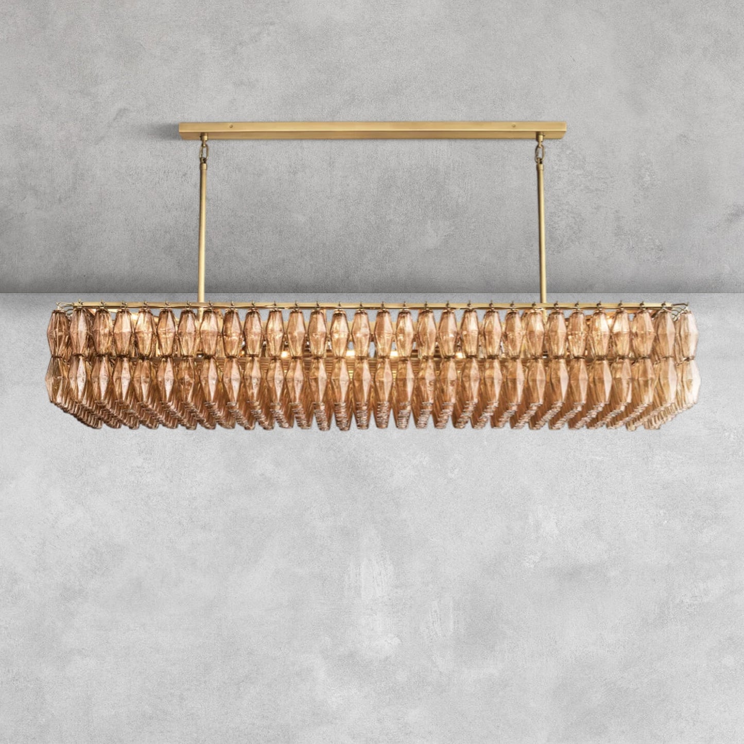 Kiaris Modern Glass Rectangular Glass Chandelier 54" 74″