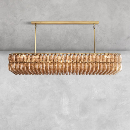 Kiaris Modern Glass Rectangular Glass Chandelier 54" 74″