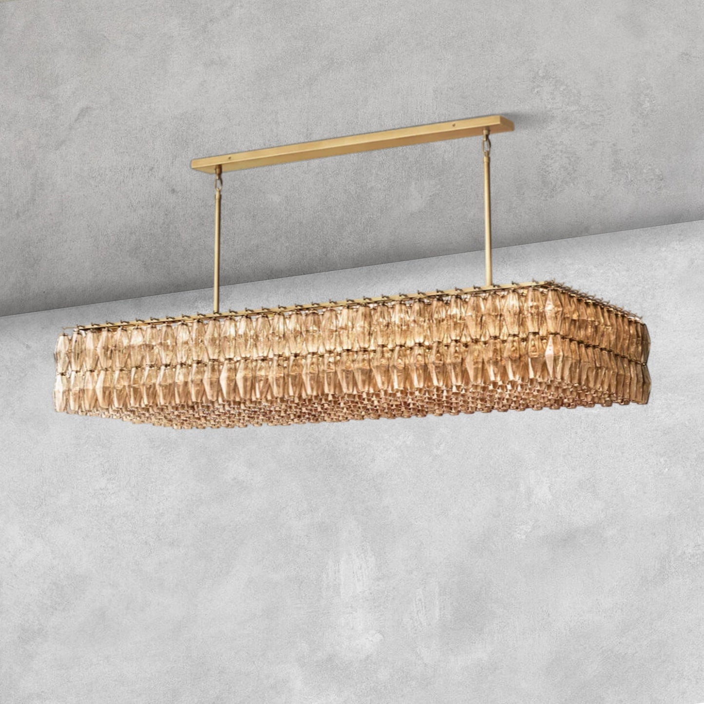 Kiaris Modern Glass Rectangular Glass Chandelier 54" 74″