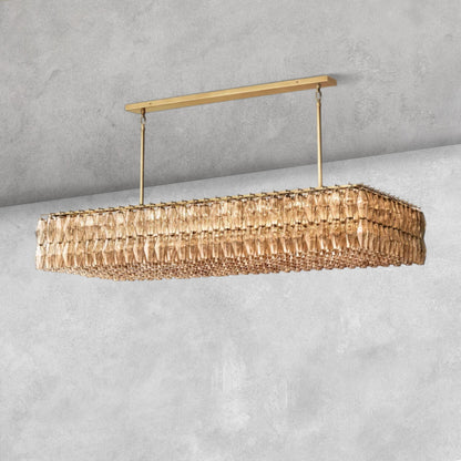 Kiaris Modern Glass Rectangular Glass Chandelier 54" 74″