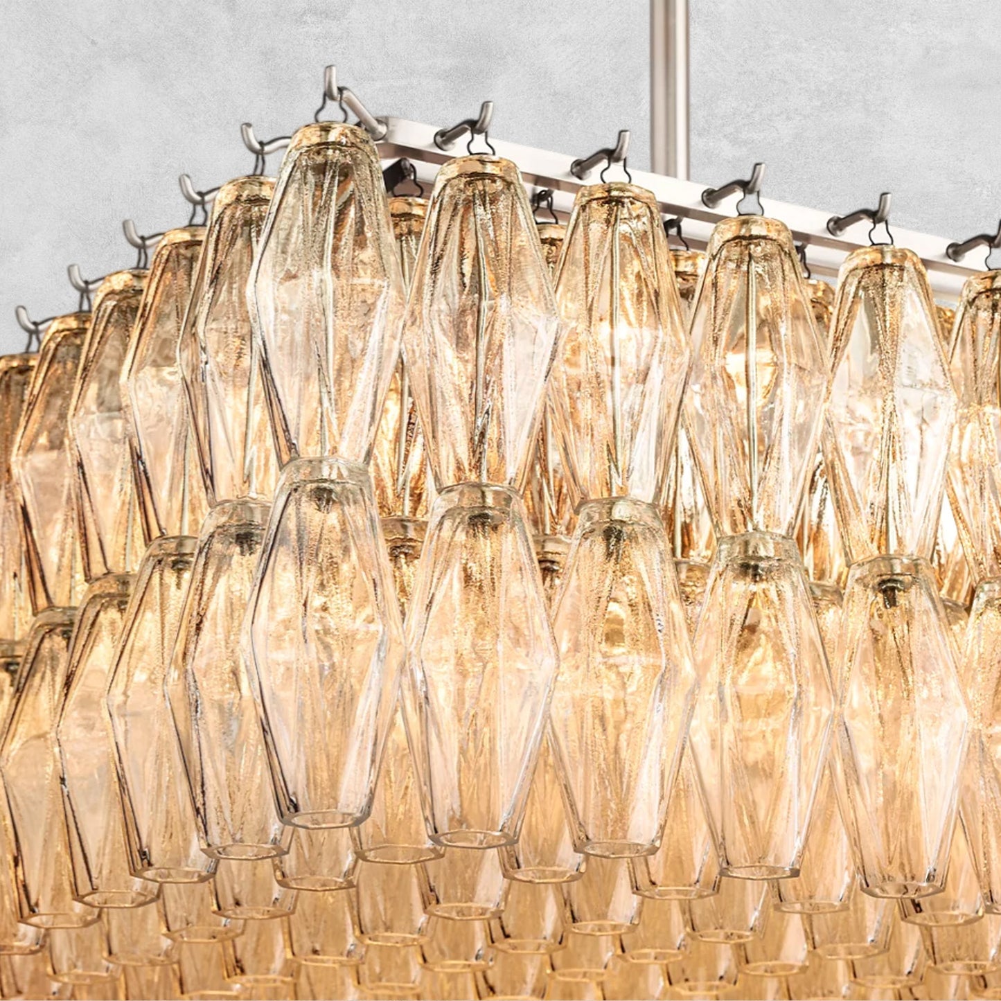 Kiaris Modern Glass Rectangular Glass Chandelier 54" 74″