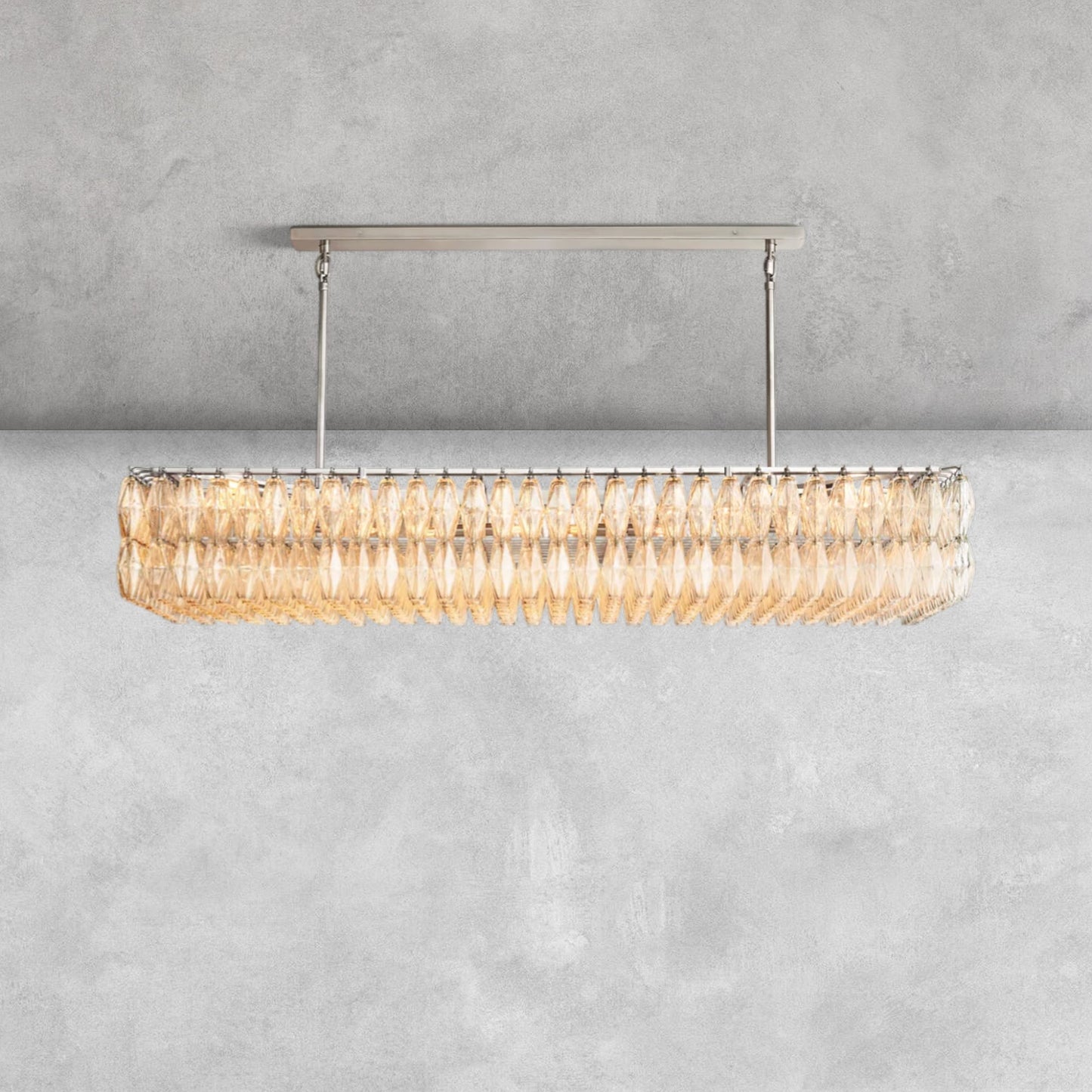 Kiaris Modern Glass Rectangular Glass Chandelier 54" 74″