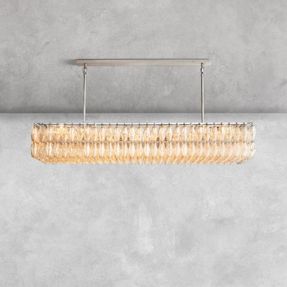 Kiaris Modern Glass Rectangular Glass Chandelier 54" 74″