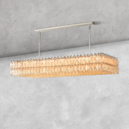 Kiaris Modern Glass Rectangular Glass Chandelier 54" 74″