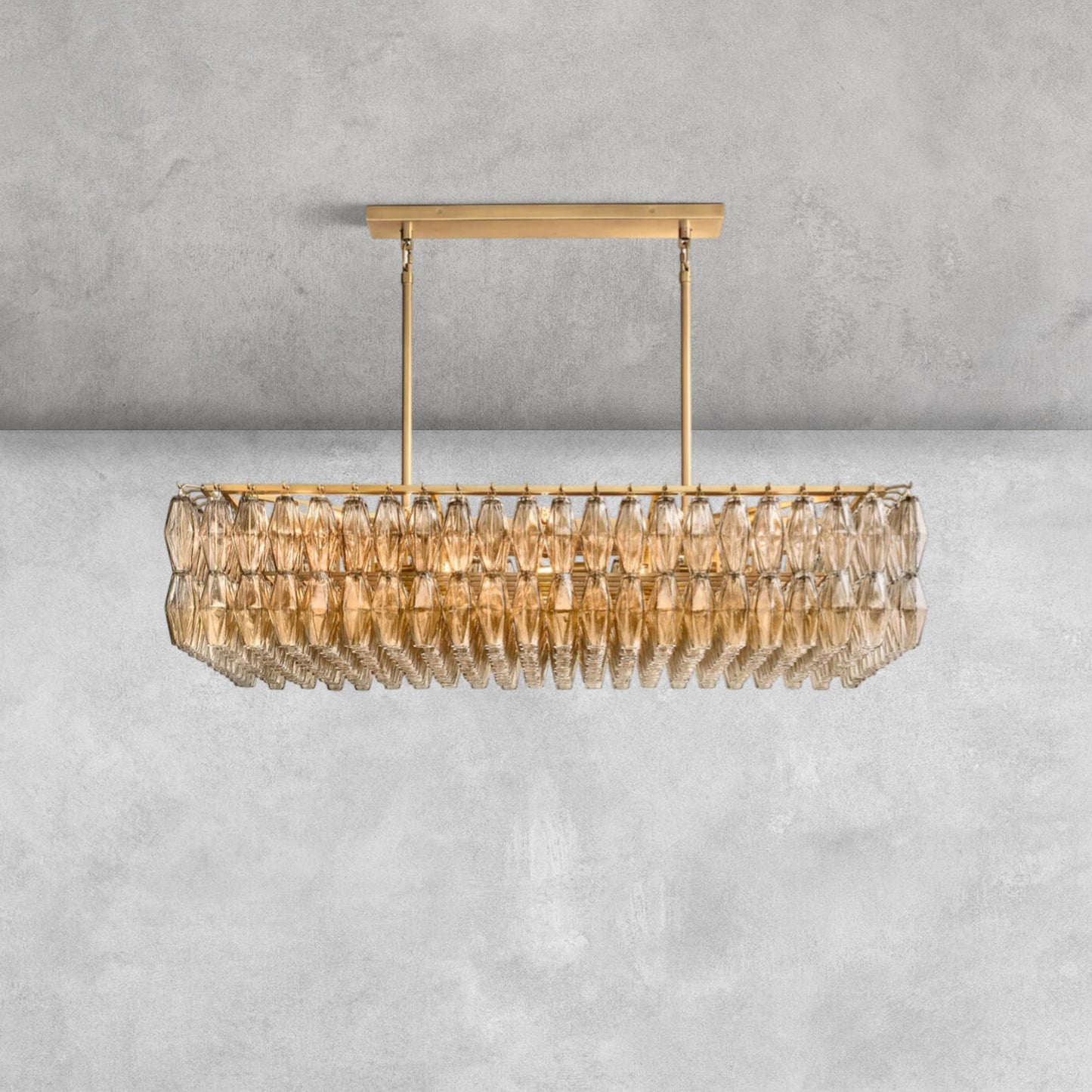 Kiaris Modern Glass Rectangular Glass Chandelier 54" 74″