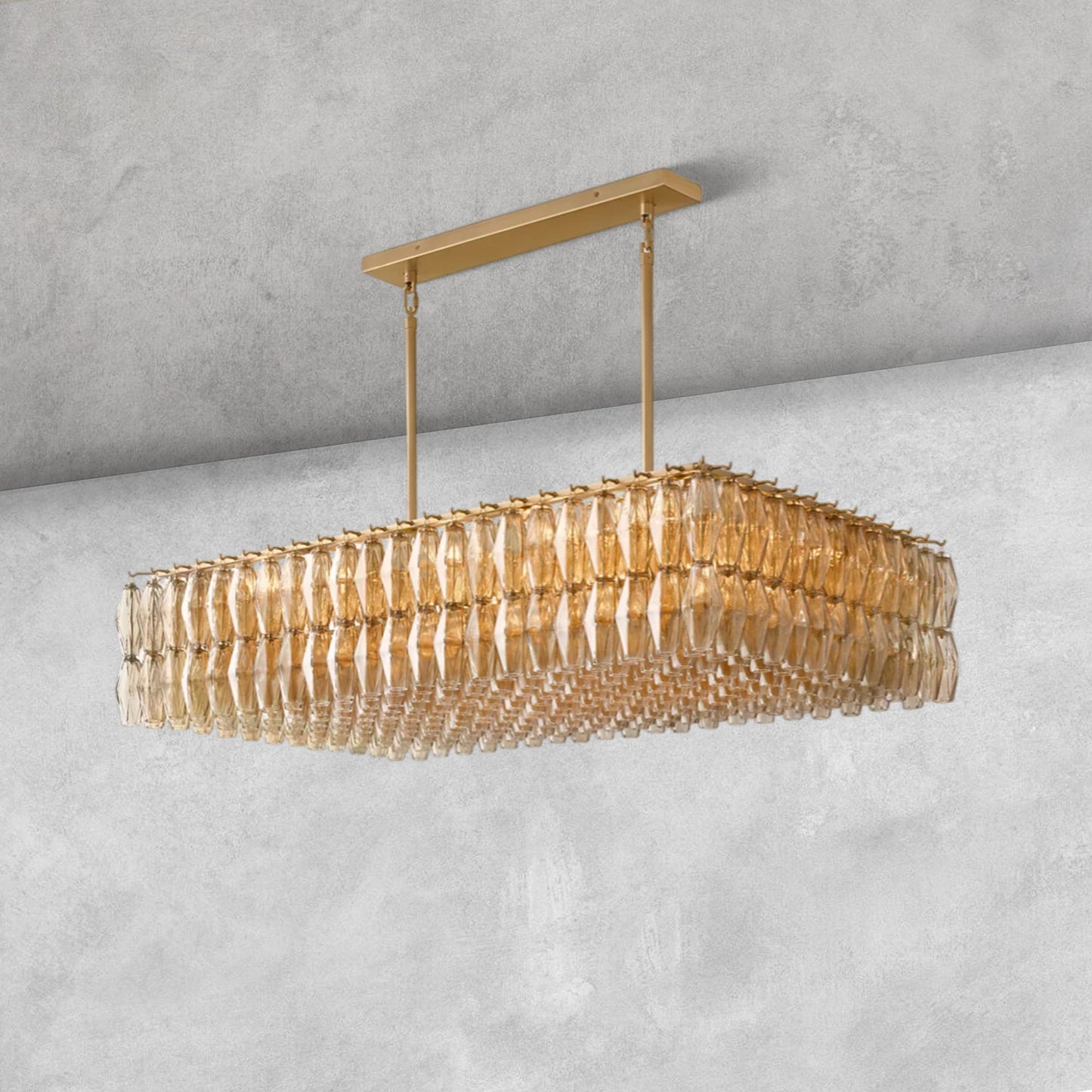 Kiaris Modern Glass Rectangular Glass Chandelier 54" 74″