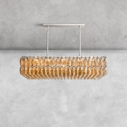 Kiaris Modern Glass Rectangular Glass Chandelier 54" 74″