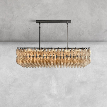 Kiaris Modern Glass Rectangular Glass Chandelier 54" 74″