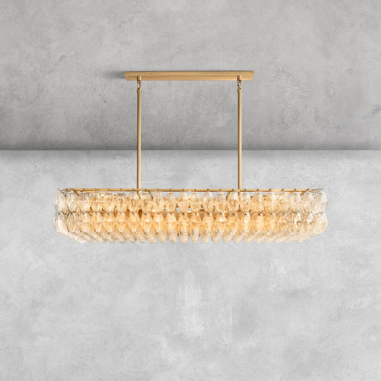 Kiaris Modern Glass Rectangular Glass Chandelier 54" 74″