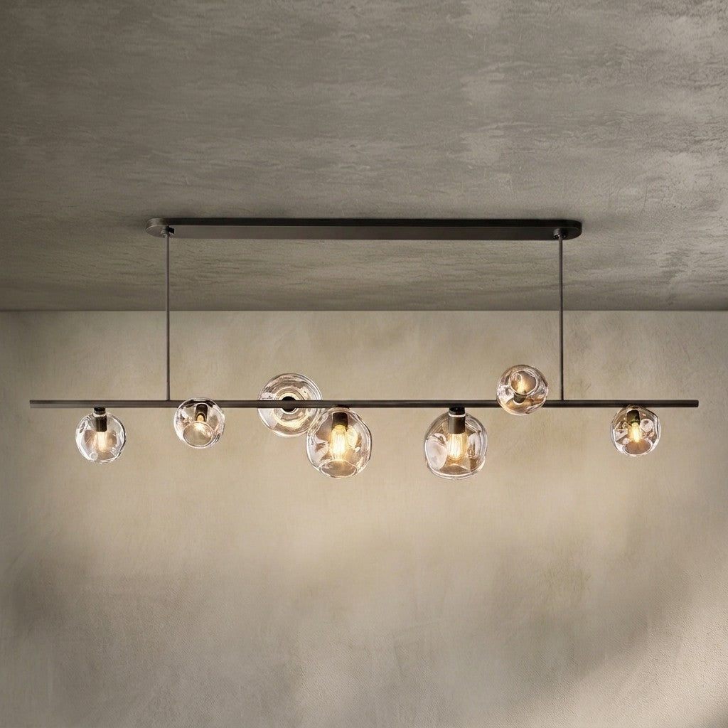 Bubble Clear Glass Linear Chandelier 61'' 79''for Dining room – Aloralamps