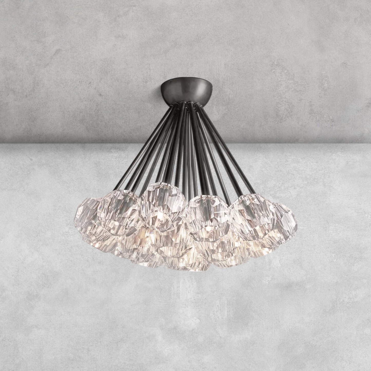 Bouble De Crystal Cluster Flushmount 24''