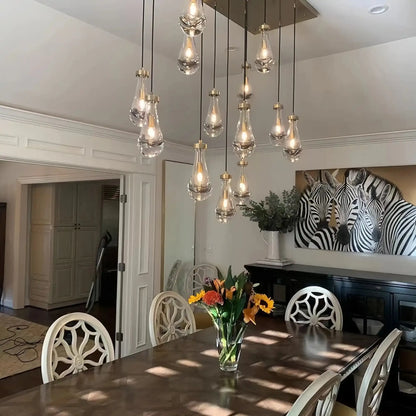 Raindrop Glass Linear Chandelier 54'' 72''