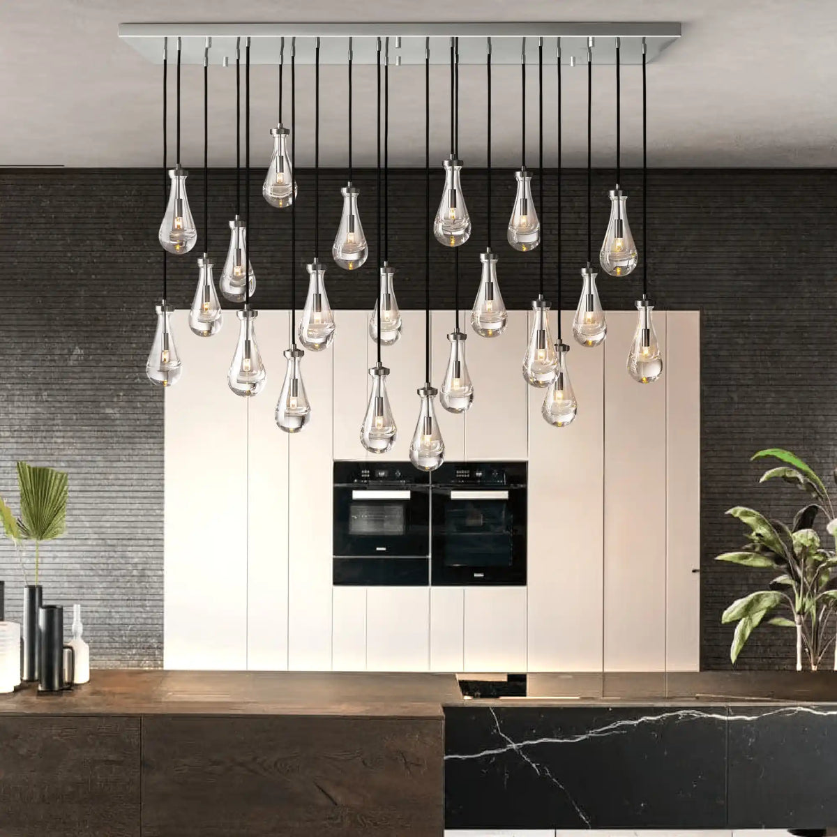 Raindrop Glass Linear Chandelier 54'' 72''
