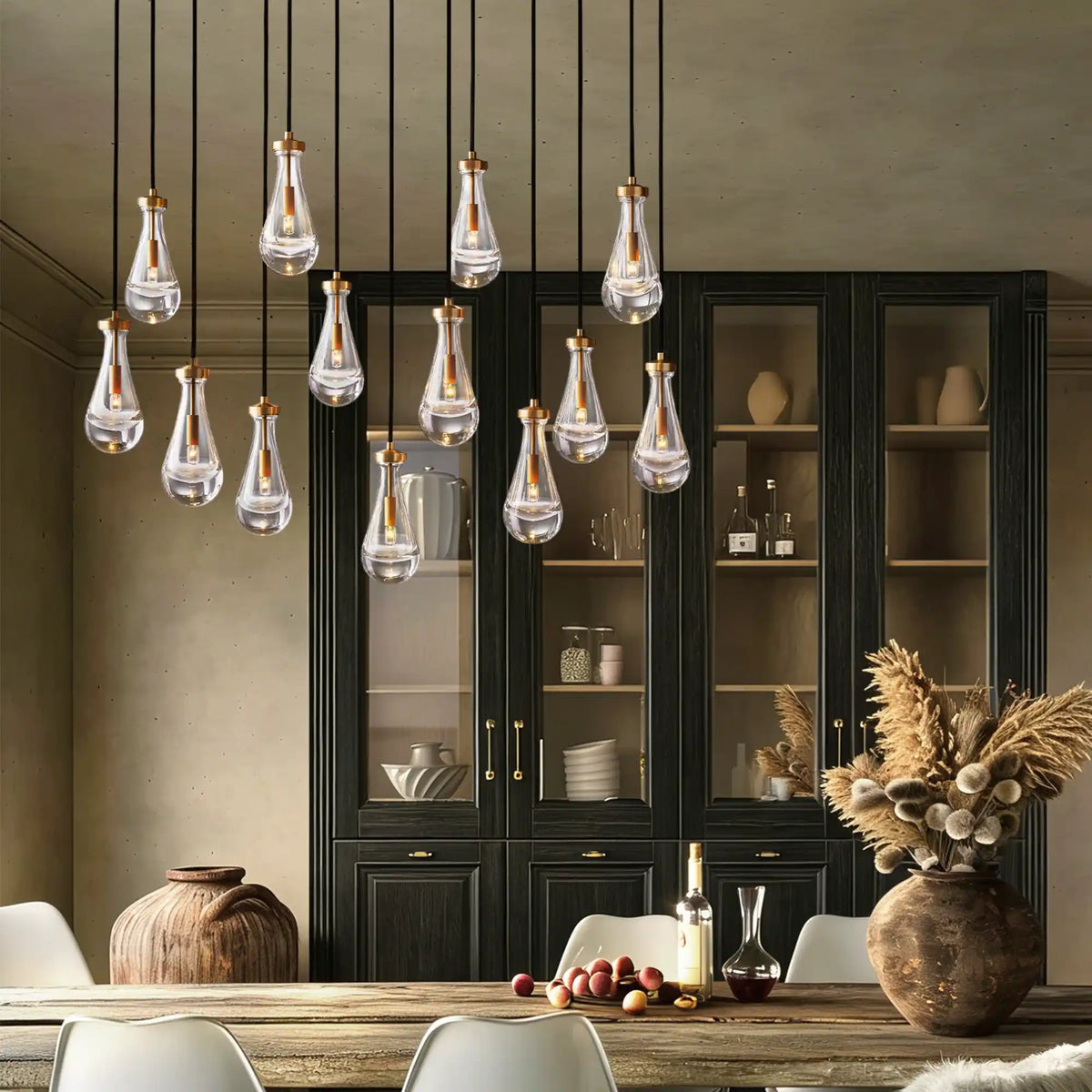 Raindrop Glass Linear Chandelier 54'' 72''