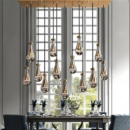 Raindrop Glass Linear Chandelier 54'' 72''
