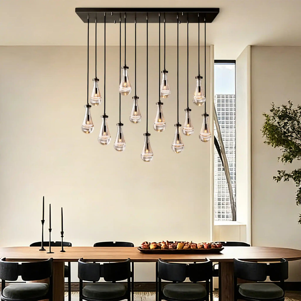 Raindrop Glass Linear Chandelier 54'' 72''