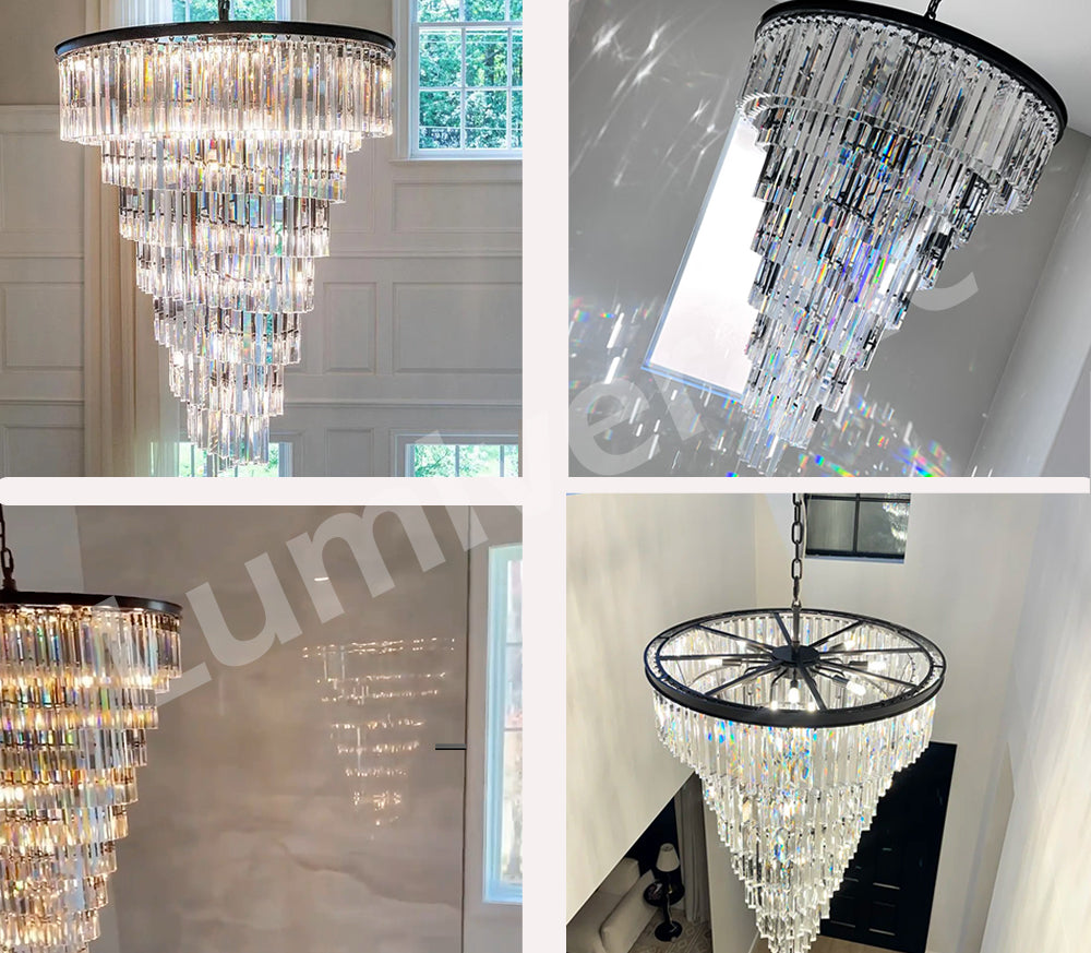 Heristal Crystal Chandelier for Foyer, Entry way, Staircase